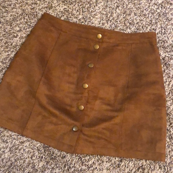 tan button down skirt
